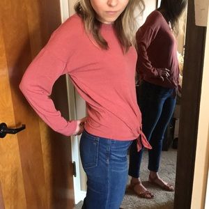 Front tie long sleeved t-shirt